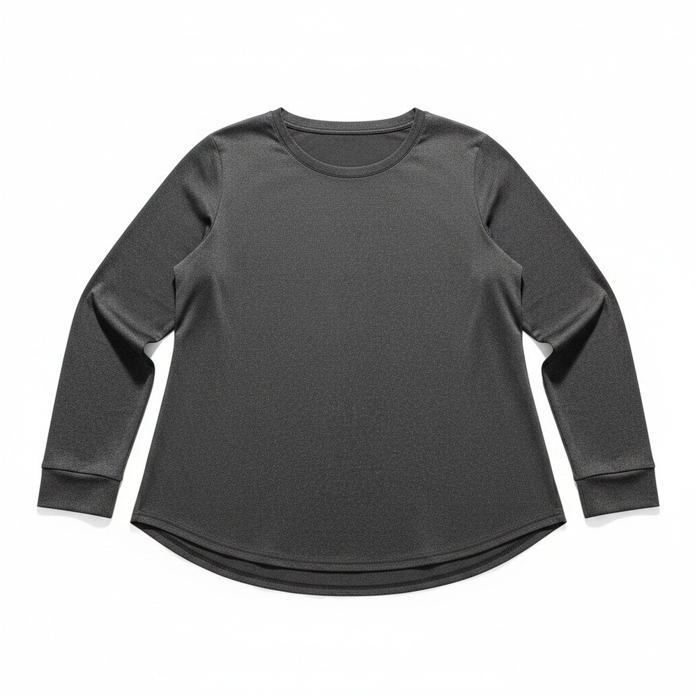 PINSPARK 2XL Charcoal Gray Womens Long Sleeve Top Athleisure Casual Gym Basic